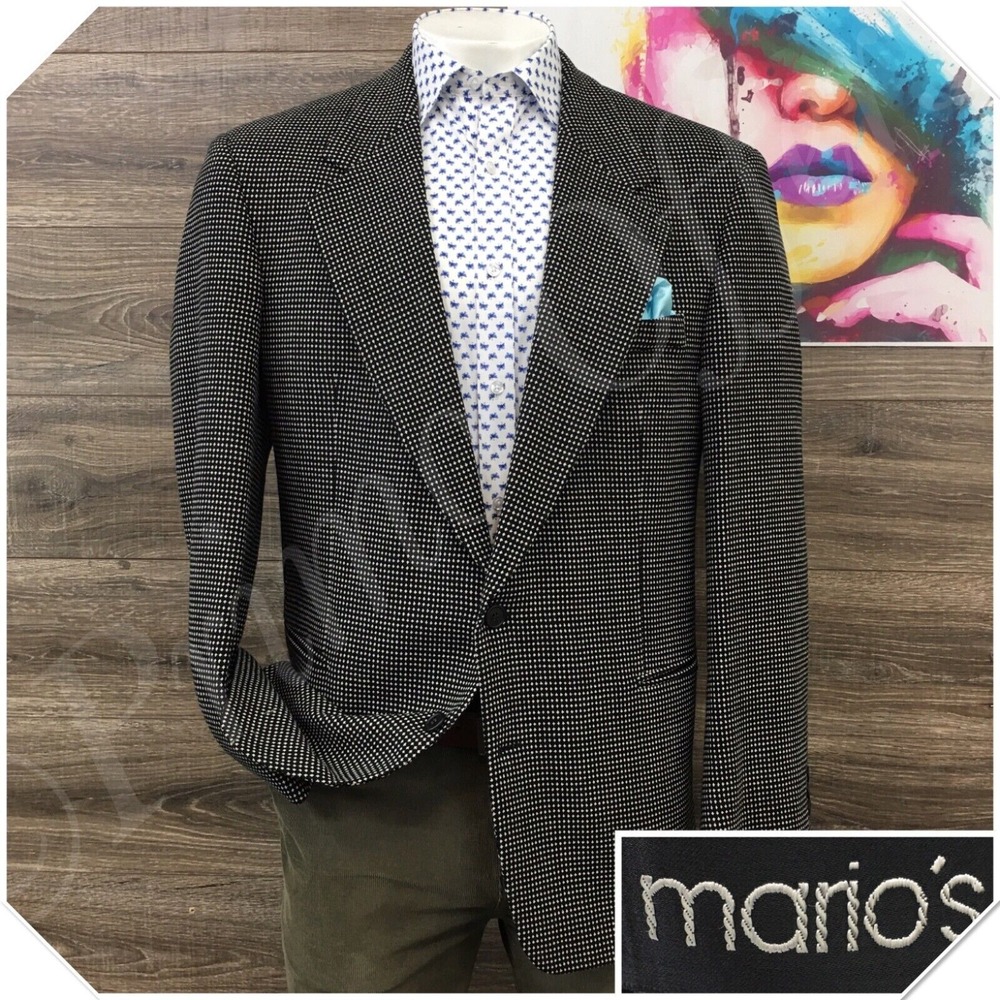 VINTAGE MARIOS Mens Blazer‎ Sport Coat 2 Button Casual Jacket Size 46R Wool Suit